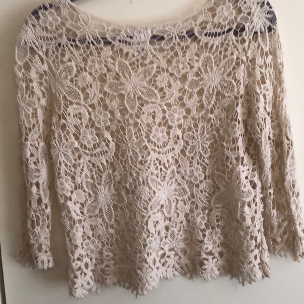 Tobi Creme Crochet Top - Picture 5 of 5